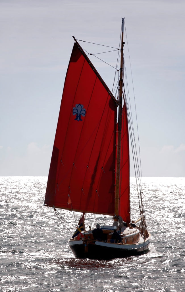 124443 - Segelbåt med rött segel